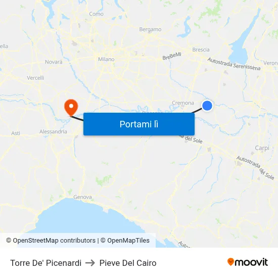 Torre De' Picenardi to Pieve Del Cairo map