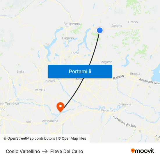 Cosio Valtellino to Pieve Del Cairo map