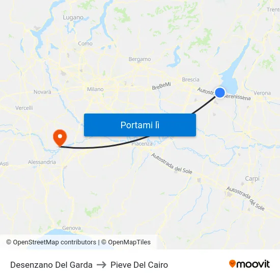 Desenzano Del Garda to Pieve Del Cairo map