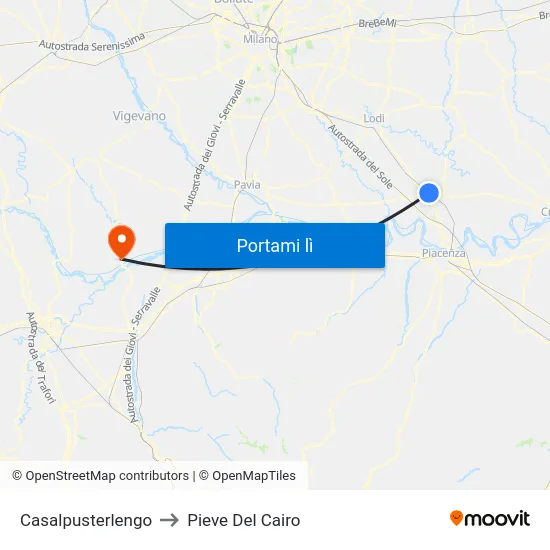 Casalpusterlengo to Pieve Del Cairo map