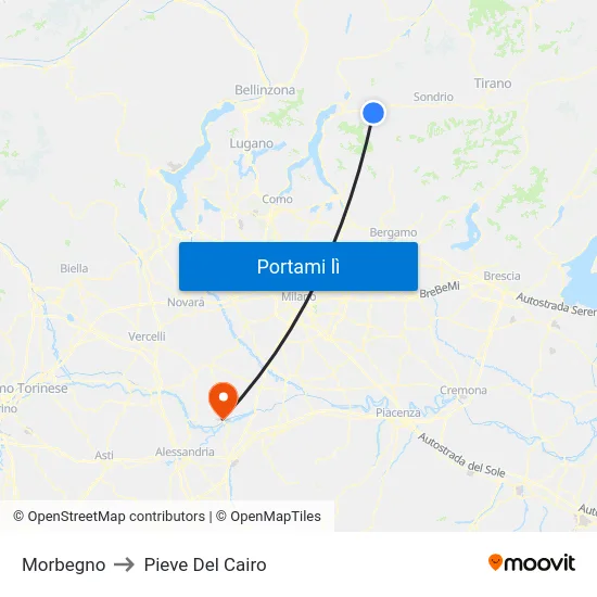 Morbegno to Pieve Del Cairo map