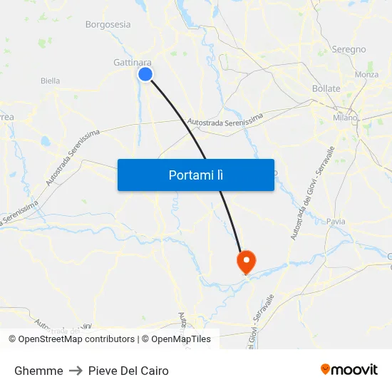 Ghemme to Pieve Del Cairo map