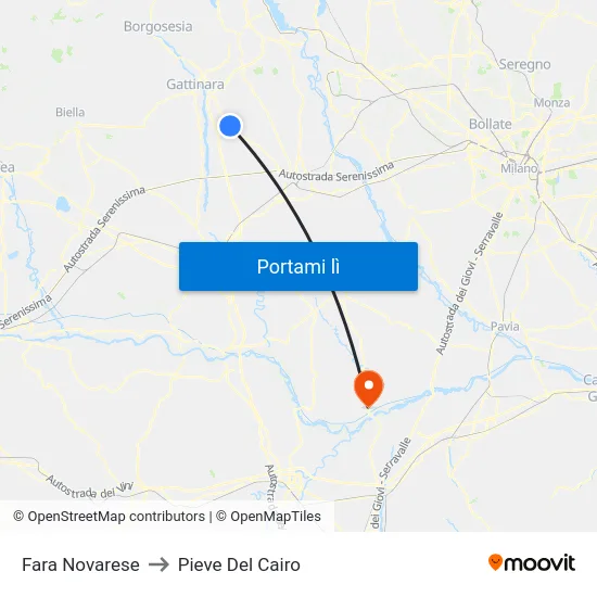 Fara Novarese to Pieve Del Cairo map