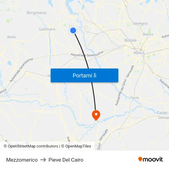 Mezzomerico to Pieve Del Cairo map