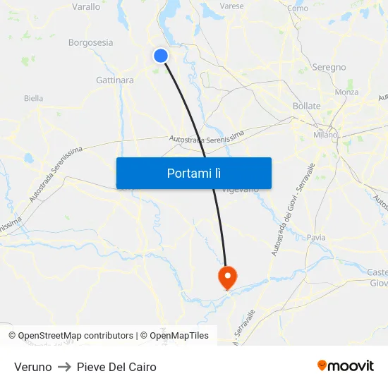 Veruno to Pieve Del Cairo map