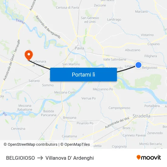 BELGIOIOSO to Villanova D' Ardenghi map