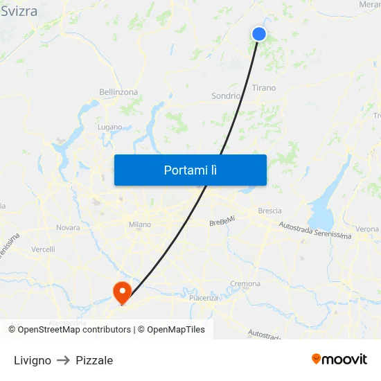 Livigno to Pizzale map