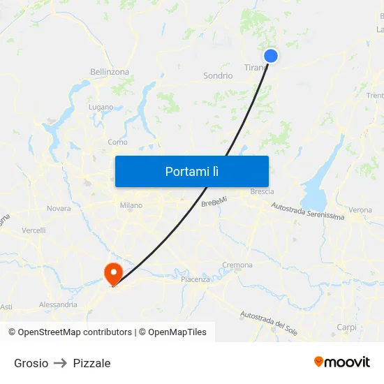 Grosio to Pizzale map