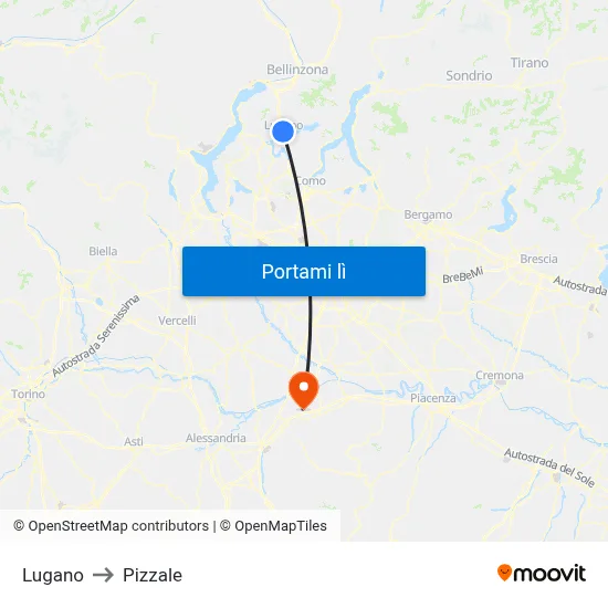 Lugano to Pizzale map