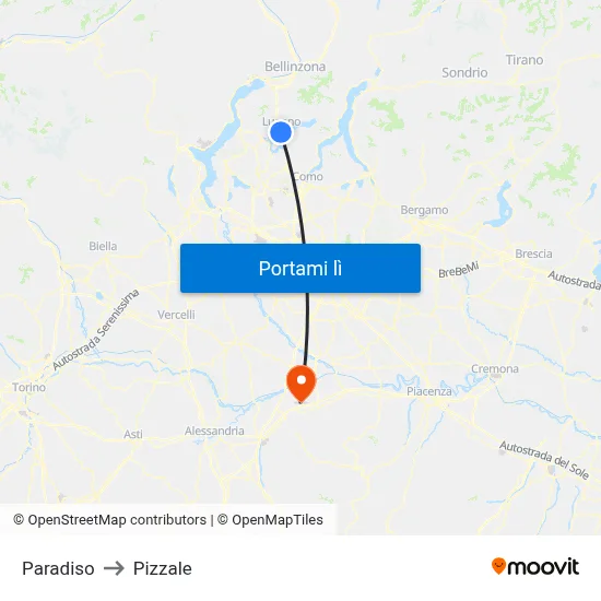 Paradiso to Pizzale map