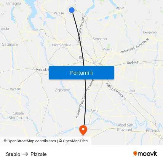 Stabio to Pizzale map