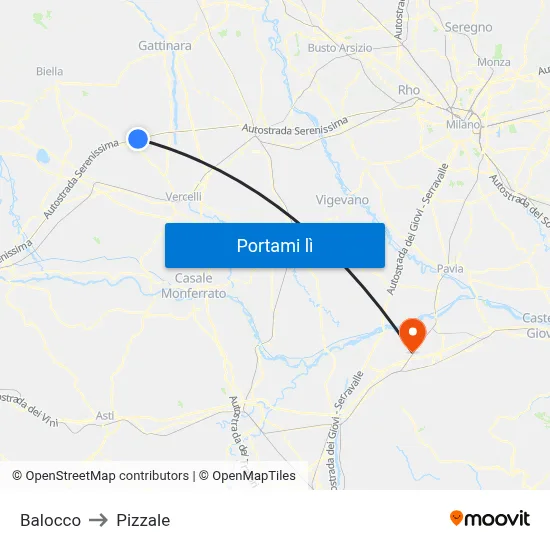 Balocco to Pizzale map