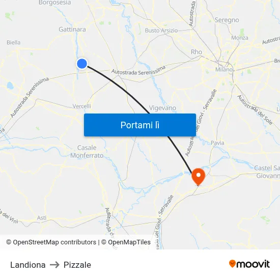 Landiona to Pizzale map