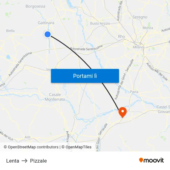 Lenta to Pizzale map