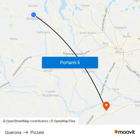 Quarona to Pizzale map