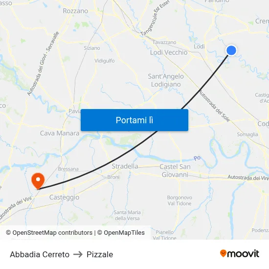 Abbadia Cerreto to Pizzale map
