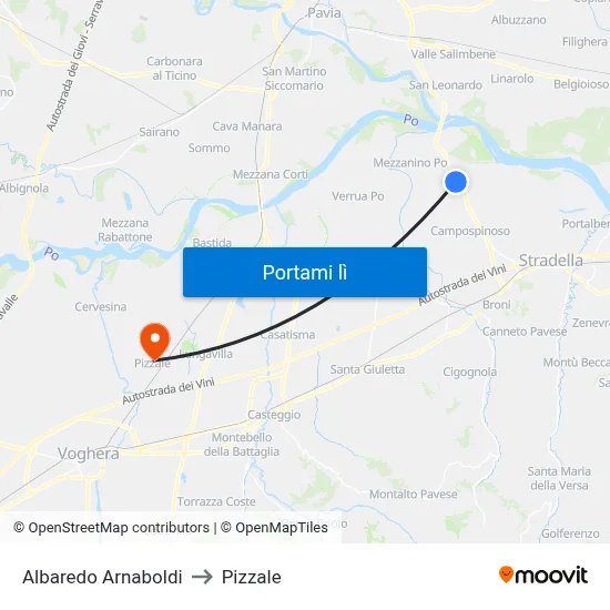 Albaredo Arnaboldi to Pizzale map