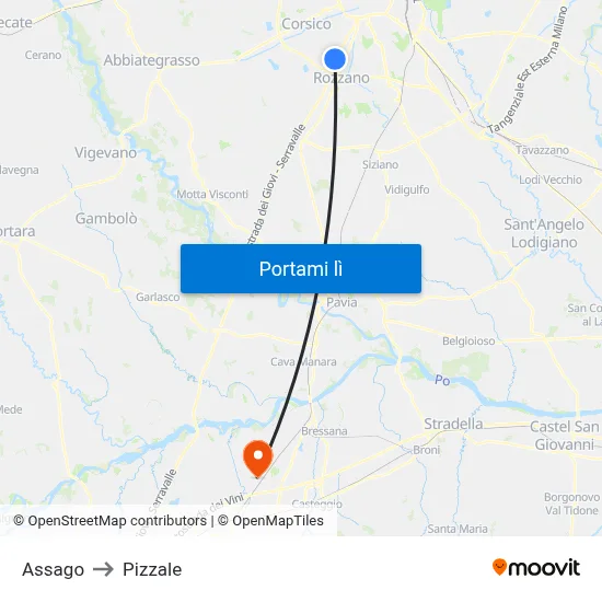 Assago to Pizzale map