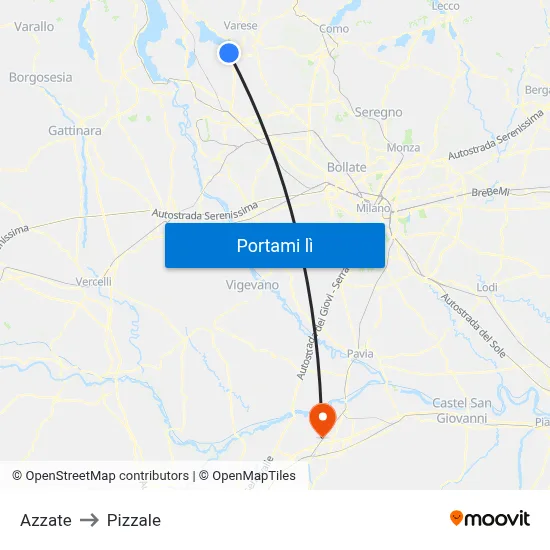 Azzate to Pizzale map