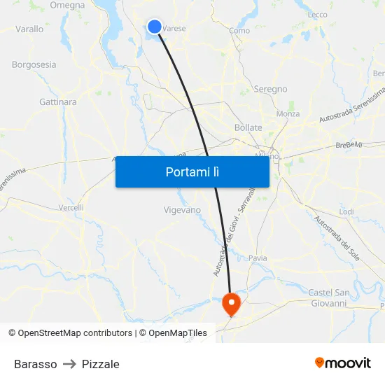 Barasso to Pizzale map