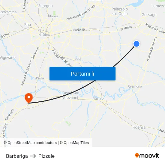 Barbariga to Pizzale map