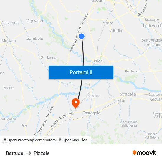 Battuda to Pizzale map