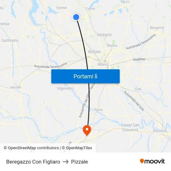 Beregazzo Con Figliaro to Pizzale map