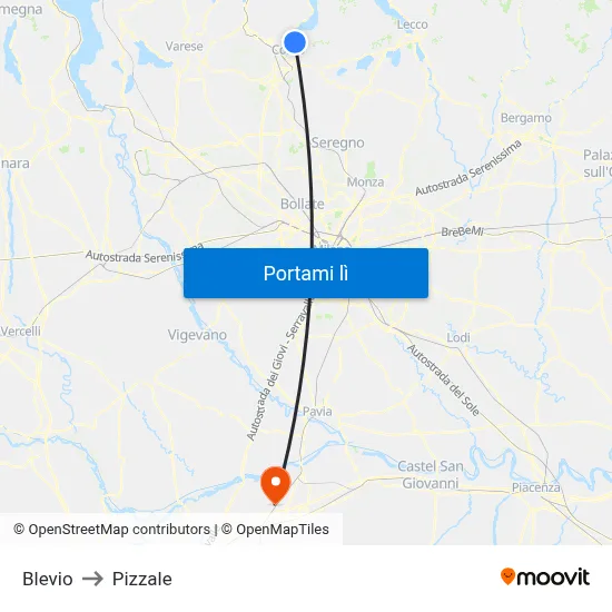 Blevio to Pizzale map
