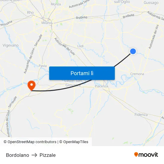 Bordolano to Pizzale map