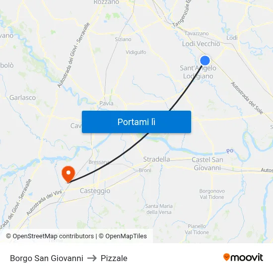 Borgo San Giovanni to Pizzale map