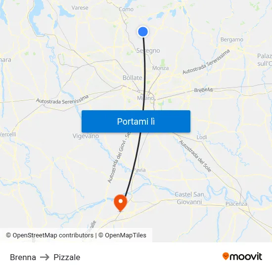 Brenna to Pizzale map