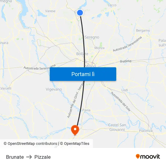 Brunate to Pizzale map