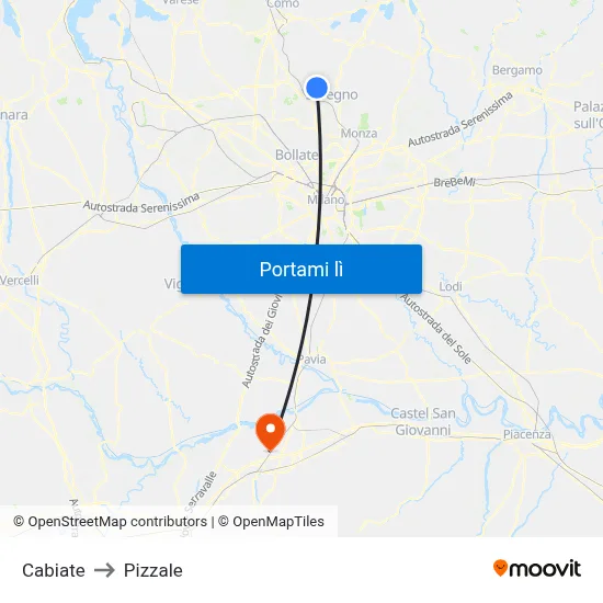 Cabiate to Pizzale map