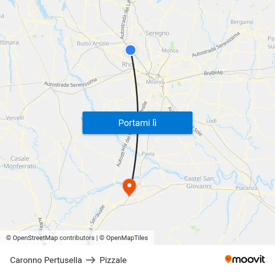 Caronno Pertusella to Pizzale map