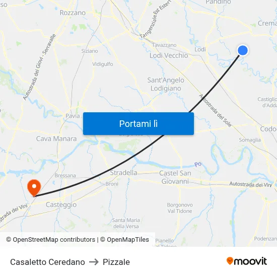Casaletto Ceredano to Pizzale map