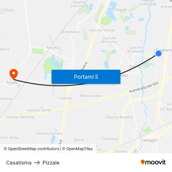 Casatisma to Pizzale map