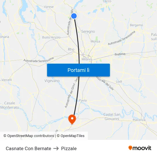 Casnate Con Bernate to Pizzale map