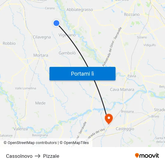 Cassolnovo to Pizzale map