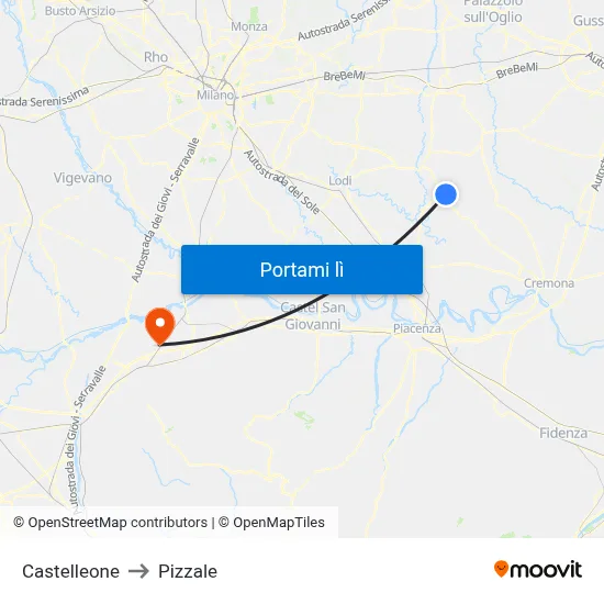 Castelleone to Pizzale map