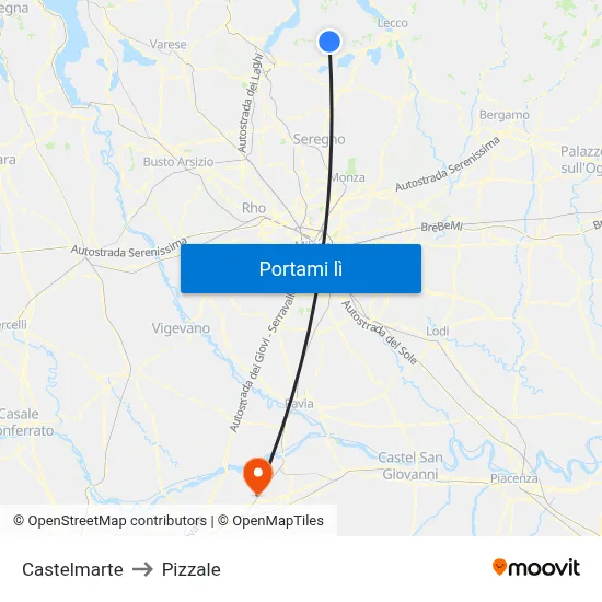 Castelmarte to Pizzale map
