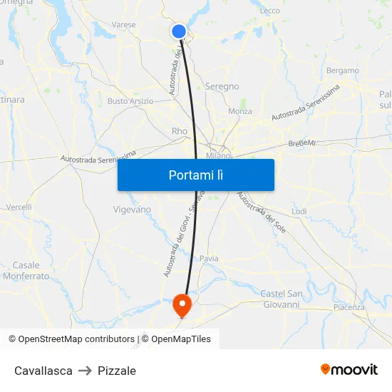 Cavallasca to Pizzale map