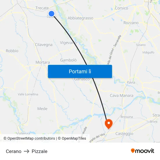 Cerano to Pizzale map