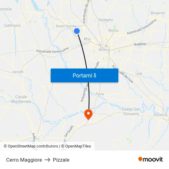 Cerro Maggiore to Pizzale map
