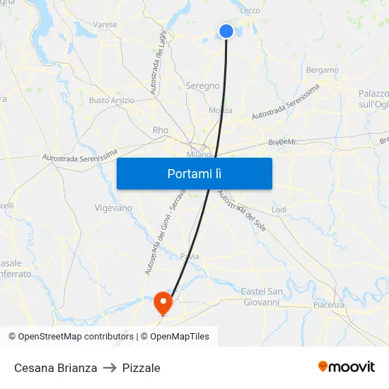 Cesana Brianza to Pizzale map