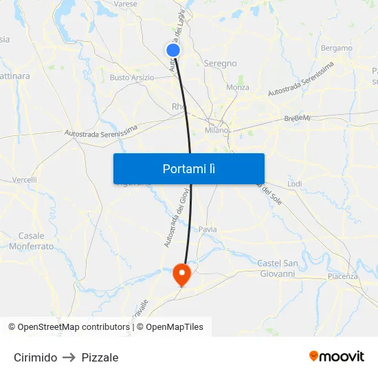 Cirimido to Pizzale map