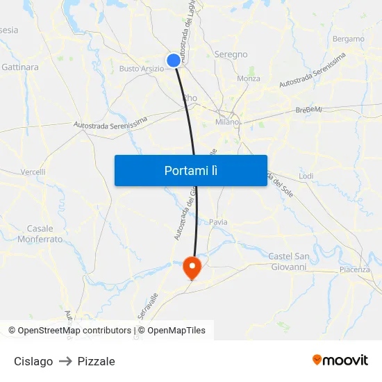 Cislago to Pizzale map