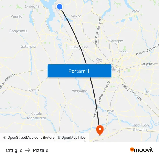 Cittiglio to Pizzale map