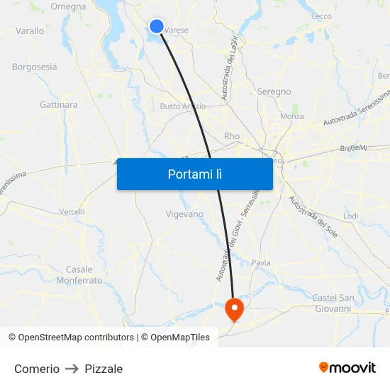 Comerio to Pizzale map