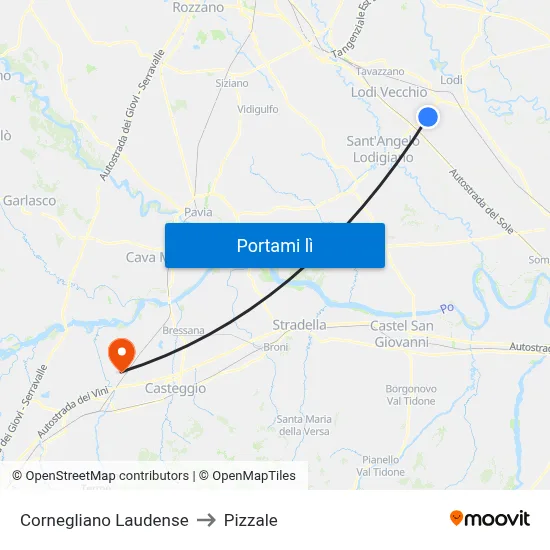Cornegliano Laudense to Pizzale map