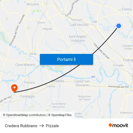 Credera Rubbiano to Pizzale map